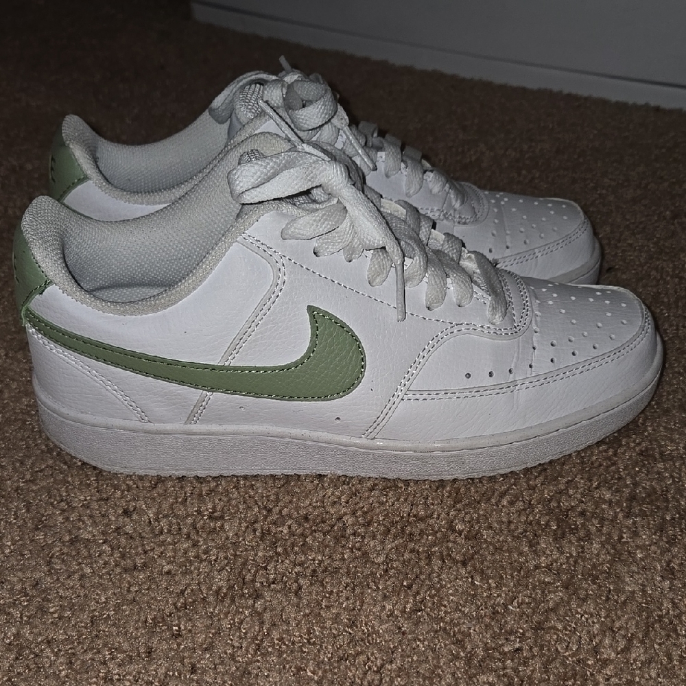 White and Green Nike Sneakers